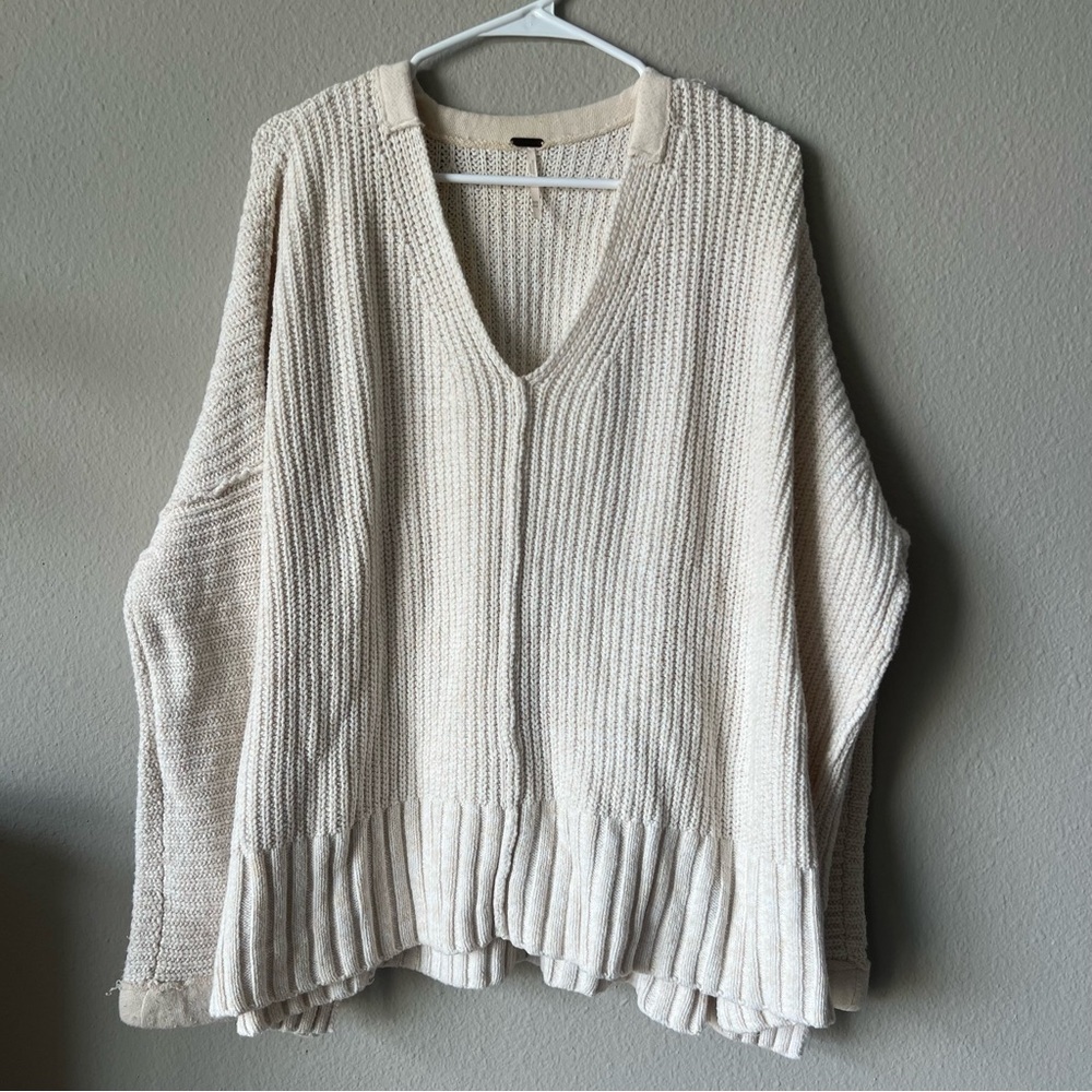 Free People Cream Chunky Knit Sweater